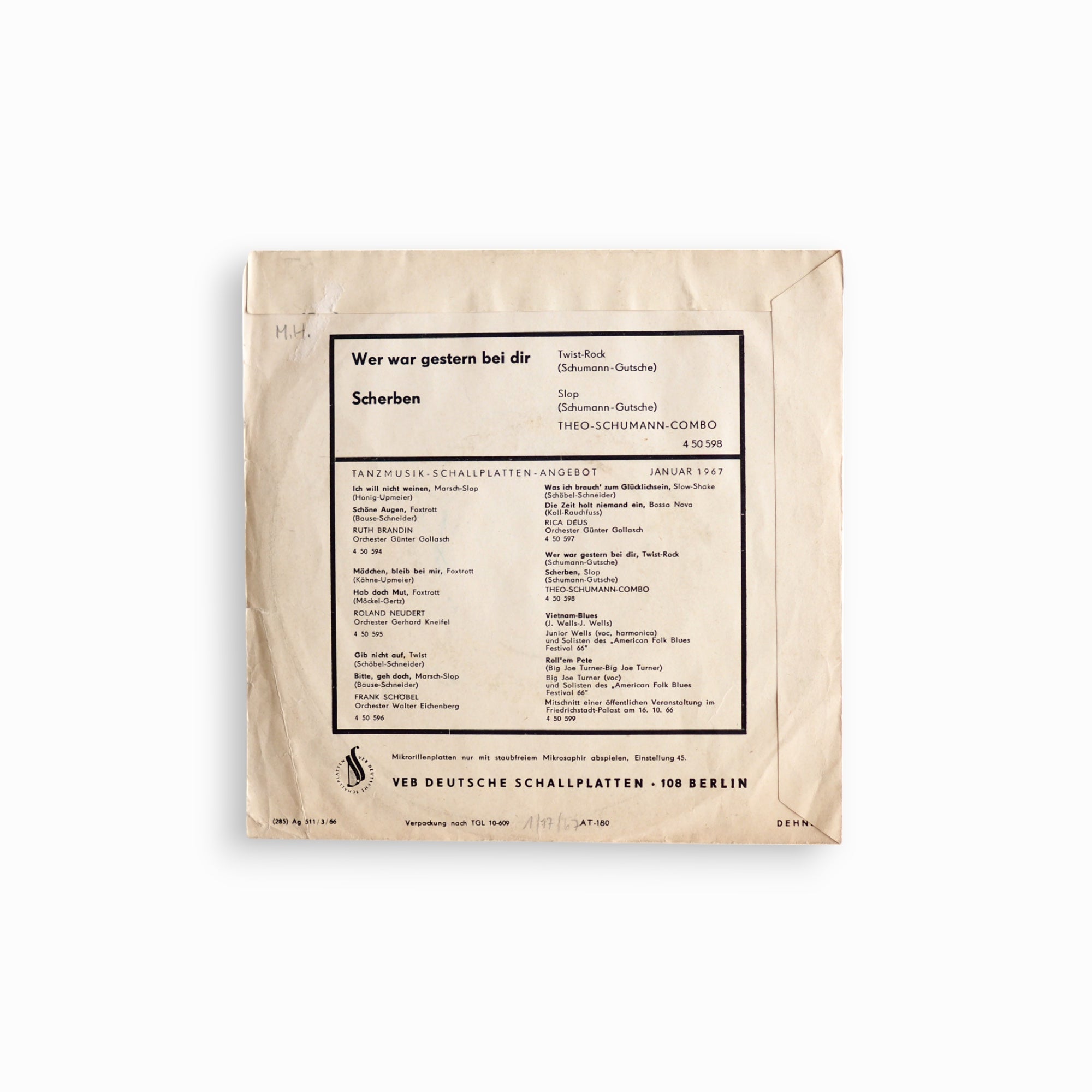 THEO SCHUMANN COMBO - Wer war gestern bei dir / Scherben(used)