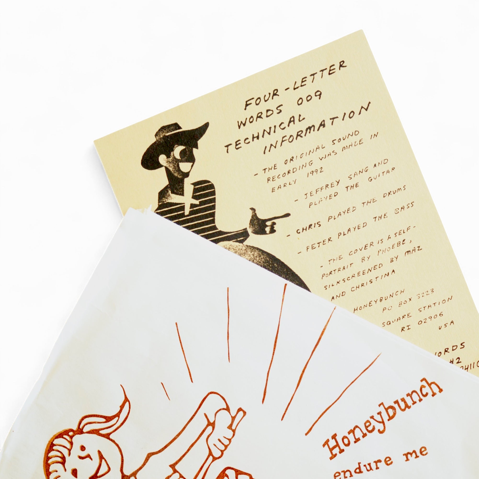 HoneyBunch – Endure Me 7インチレコード インサート