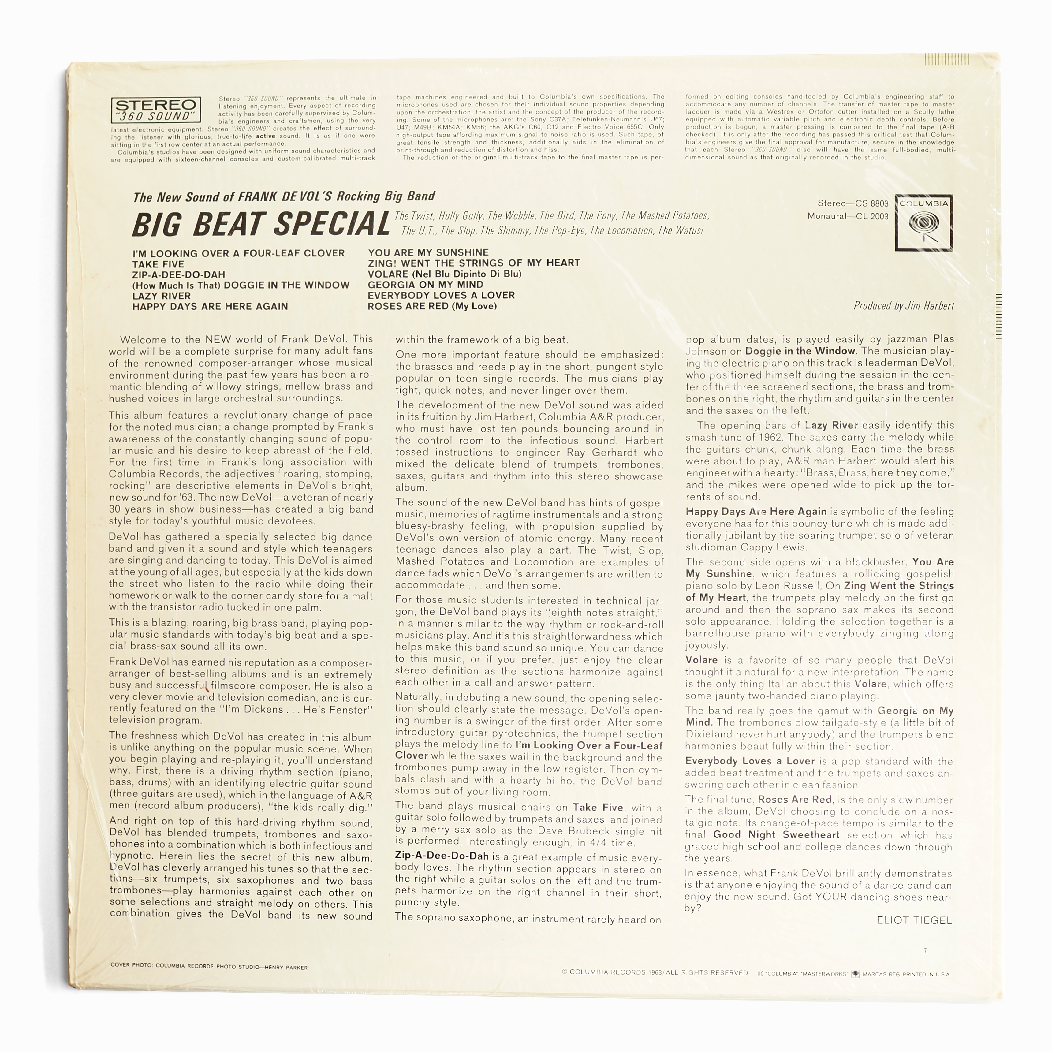 FRANK DE VOL - BIG BEAT SPECIAL 裏ジャケット