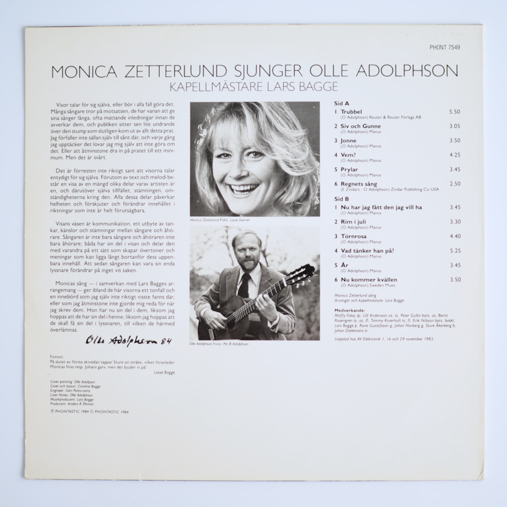 MONICA ZETTERLUND - SJUNGER OLLE ADOLPHSON
