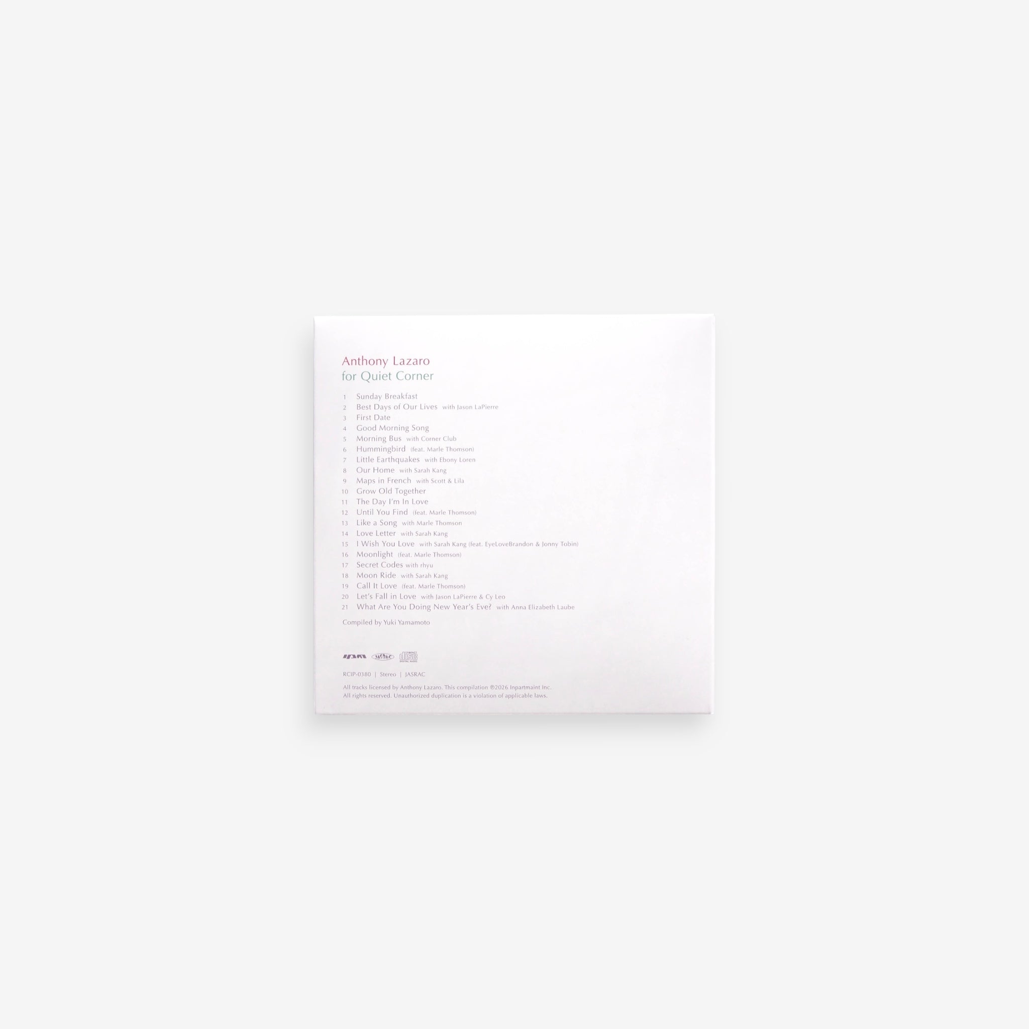 Anthony Lazaro for Quiet Corner – Italian Graffiti   [CD/JPN/NEW]　