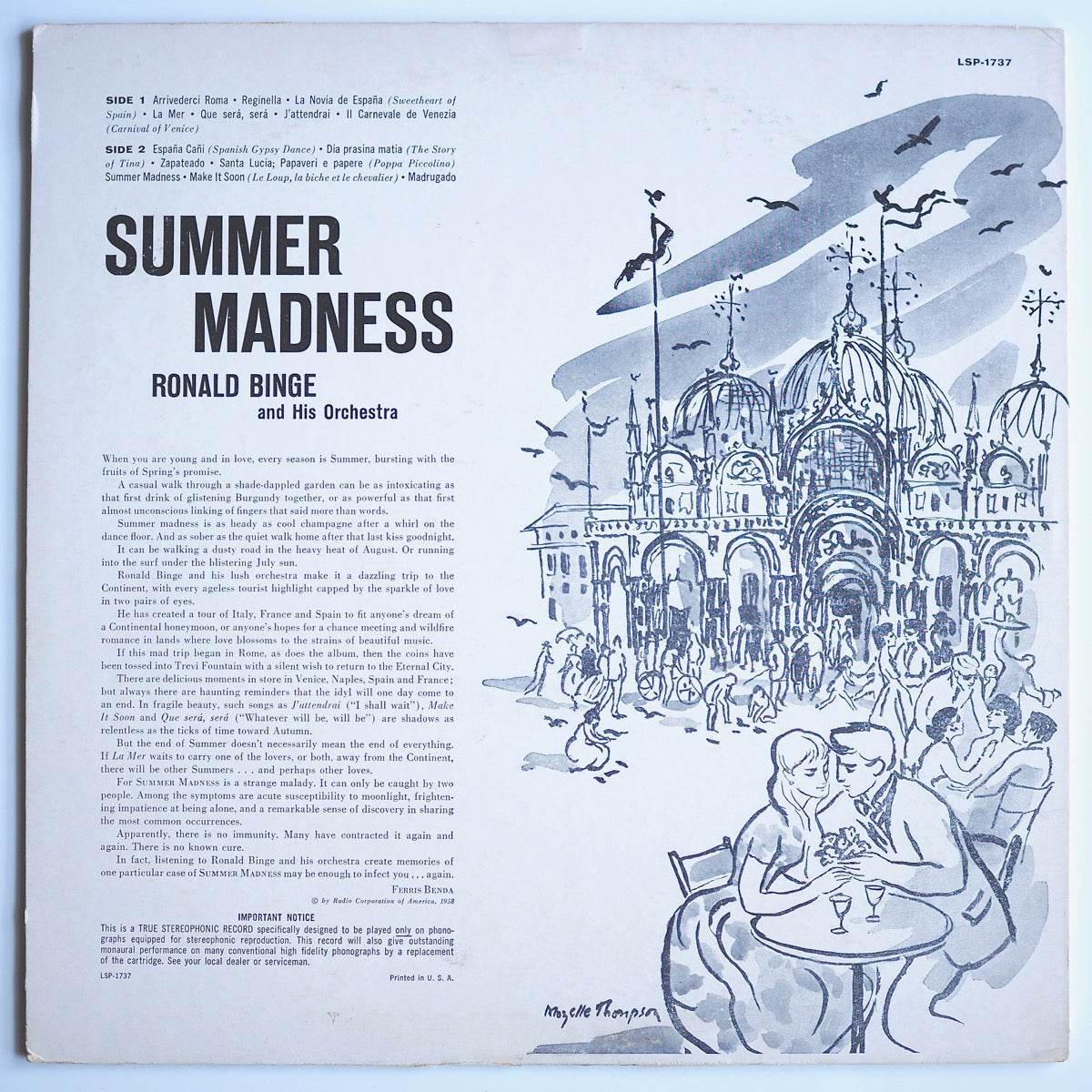 RONALD BINGE and His Orchestra - SUMMER MADNESS［USED］